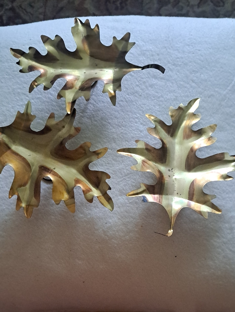 Set of 3 Brass Oak Leaf Trays